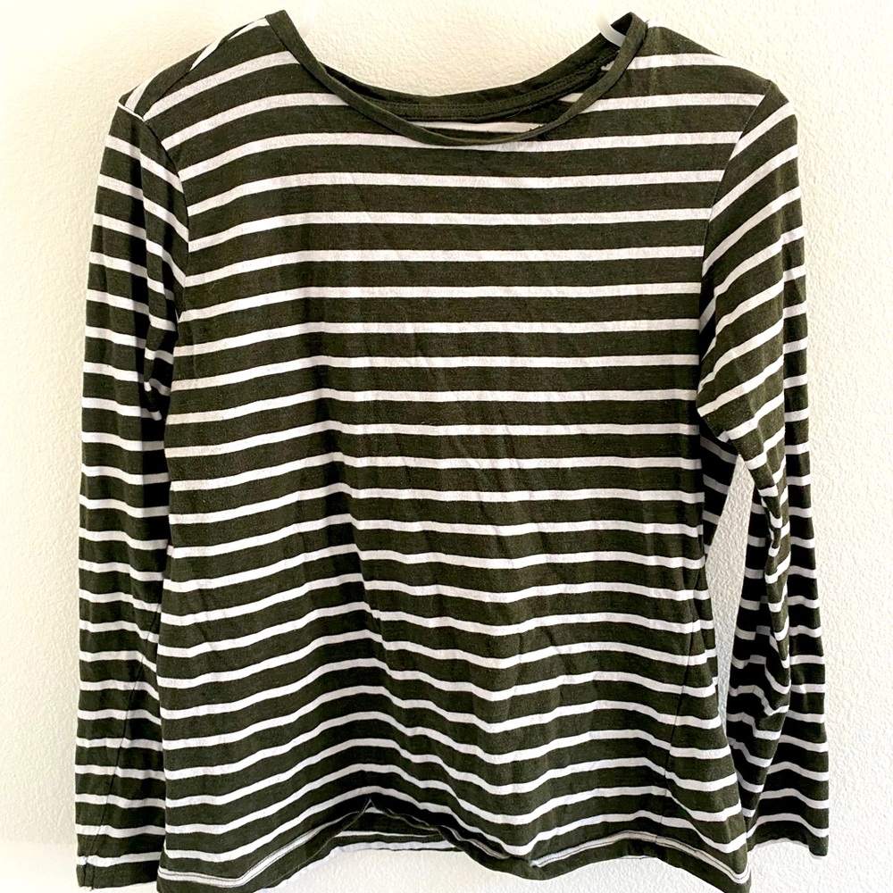 Emerald green and white stripe top